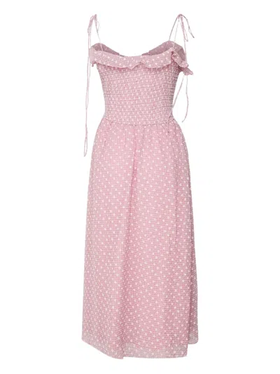 For Love & Lemons Ruffled Polka-dot Midi Dress