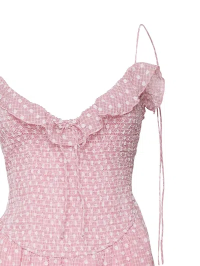 For Love & Lemons Ruffled Polka-dot Midi Dress