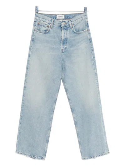 Agolde Arc Mid Rise Crop Wide Jeans In Orten In Blue