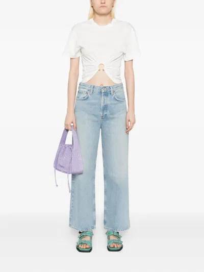 Agolde Arc Mid Rise Crop Wide Jeans In Orten In Blue