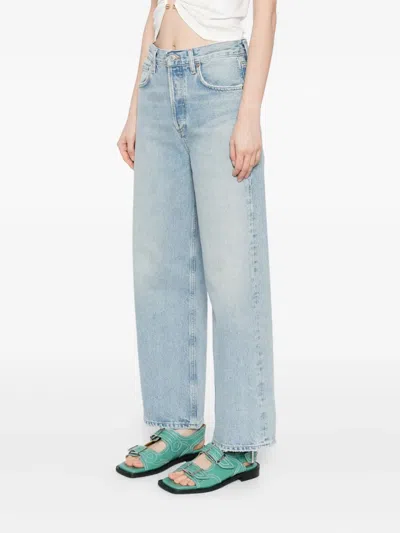 Agolde Arc Mid Rise Crop Wide Jeans In Orten In Blue