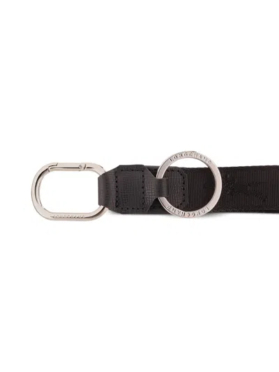 Longchamp Leather-trimmed Logo Keyring In Black
