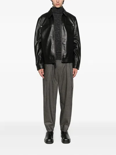 Drumohr Speckled Grey Turtleneck Sweater With Ribbed Cuffs In Black