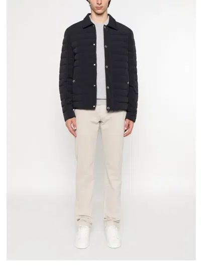 Brunello Cucinelli Dark Blue Nylon Short Jacket In Black