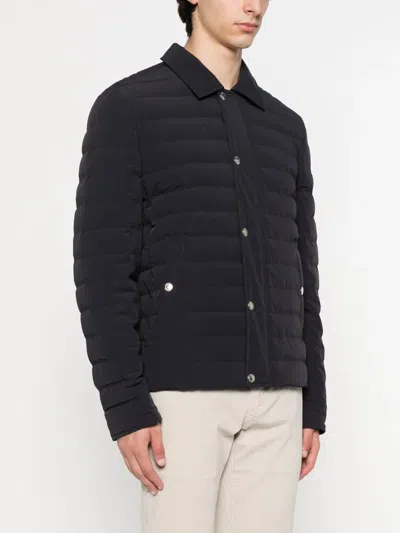 Brunello Cucinelli Dark Blue Nylon Short Jacket In Black