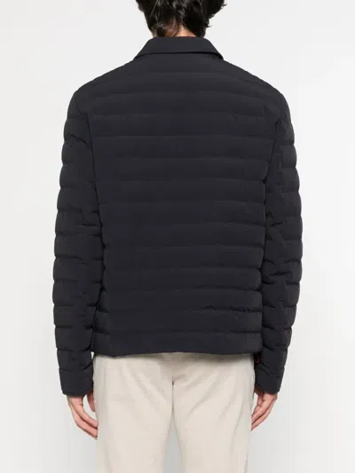 Brunello Cucinelli Dark Blue Nylon Short Jacket In Black
