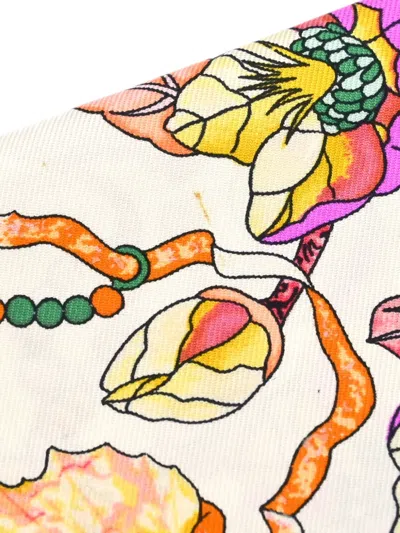 Pre-owned Hermes 1990s Pierres D'orient Et D'occident Floral Scarf
