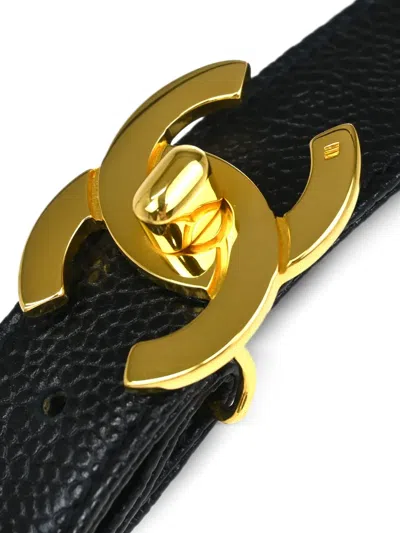 Pre-owned Chanel 1990s Cc Turnlock Leather Belt