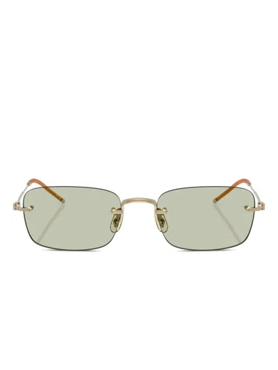 Oliver Peoples Tk-10 Rectangular-frame Glasses In Metallic