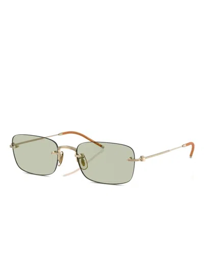 Oliver Peoples Tk-10 Rectangular-frame Glasses In Metallic