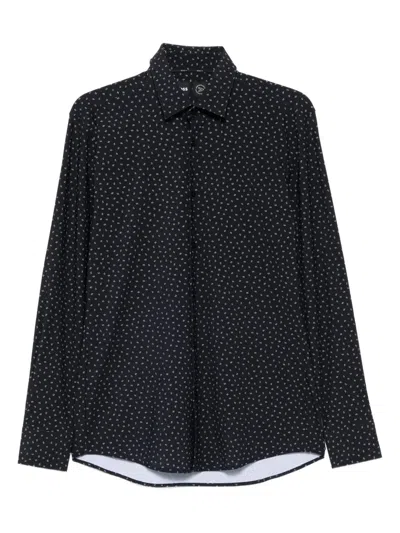 Hugo Boss Long-sleeves Patterned Shirt In Black