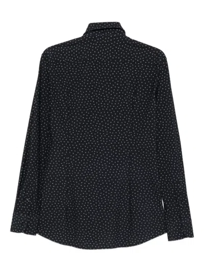 Hugo Boss Long-sleeves Patterned Shirt In Black