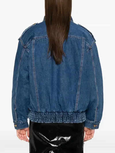 Blazé Milano Elasticated Pocket Denim Jacket In Brown