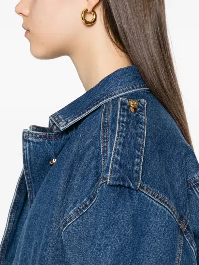 Blazé Milano Elasticated Pocket Denim Jacket In Brown