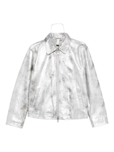 Sunflower Snakeskin-effect Zip-front Jacket In Silver