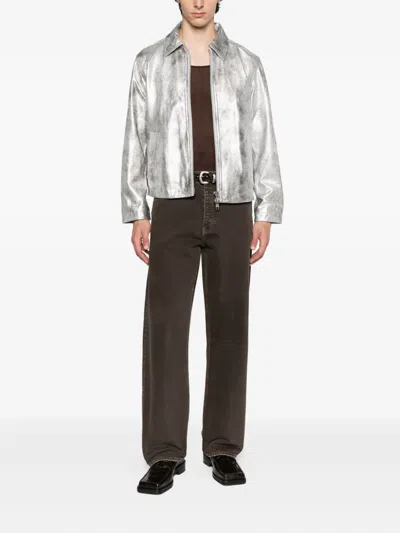 Sunflower Snakeskin-effect Zip-front Jacket In Silver