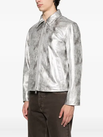 Sunflower Snakeskin-effect Zip-front Jacket In Silver