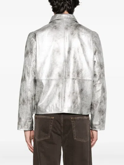 Sunflower Snakeskin-effect Zip-front Jacket In Silver