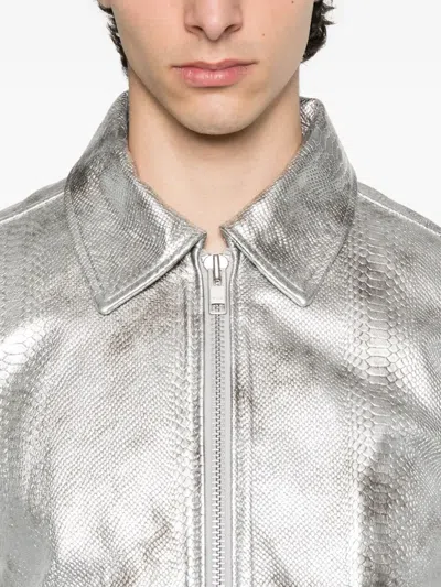 Sunflower Snakeskin-effect Zip-front Jacket In Silver