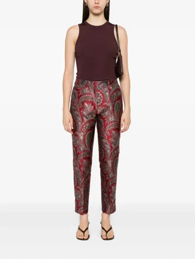 Etro Paisley-pattern Trousers In Red