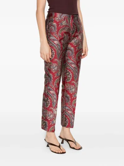 Etro Paisley-pattern Trousers In Red