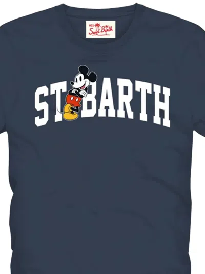 Mc2 Saint Barth Mickey Mouse Logo-print T-shirt In Blue