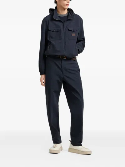 Emporio Armani Hooded Flap-pocketed Lightweight Jacket In Blue