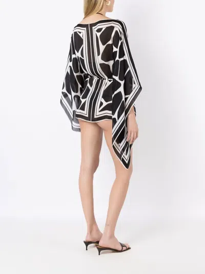 Valentino Two-tone Silk Cover-up In Black