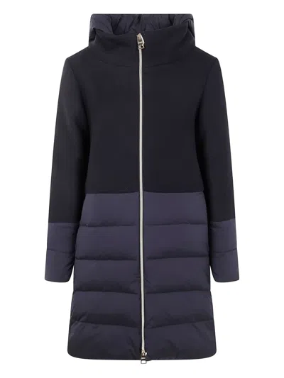 Herno Mix Fabric Medium Jacket In Blue