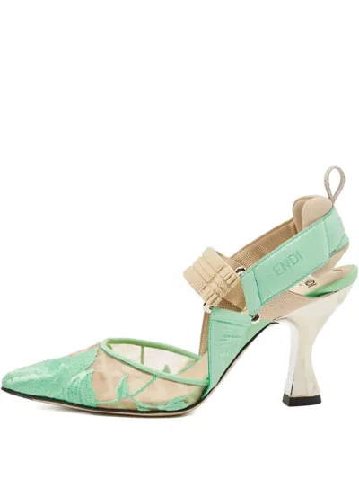 Pre-owned Fendi 2024 80mm Embroidered Pumps