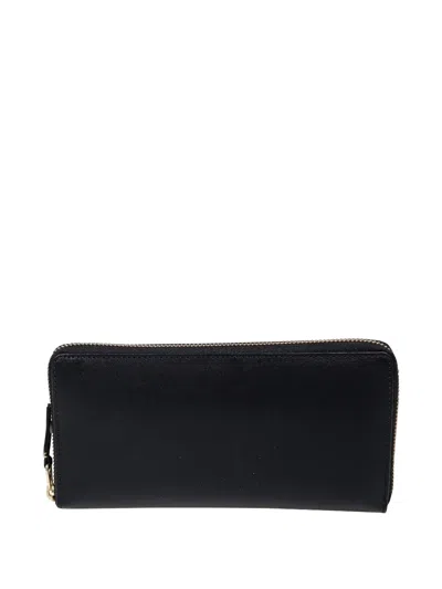 Comme Des Garçons Zip Around Wallet Smooth Finish In Black