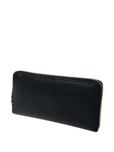 Comme Des Garçons Zip Around Wallet Smooth Finish In Black