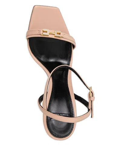 Elisabetta Franchi Nappa Leather Sandal With Enamelled Horsebit In Neutral