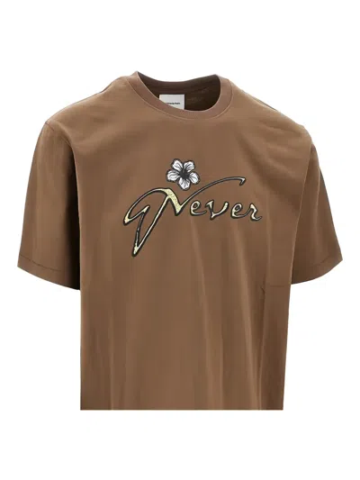 This Is Never That Flower-embellished Script T-shirt