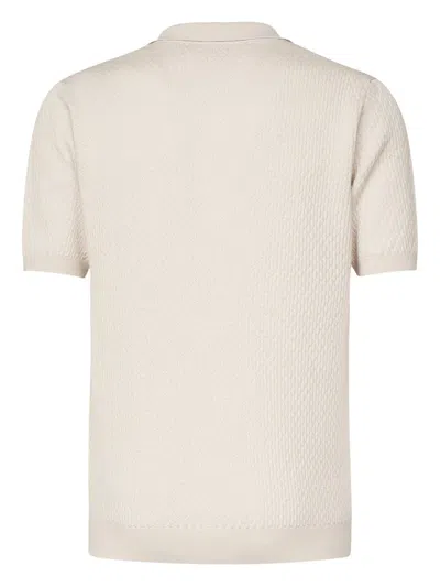 Eleventy Textured Ribbed Polo Shirt In Neutral