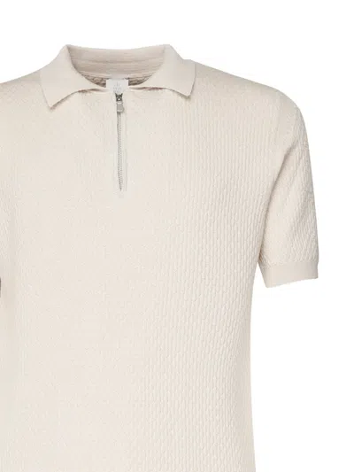 Eleventy Textured Ribbed Polo Shirt In Neutral
