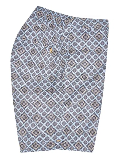 Orlebar Brown Mens Wave Blue Bulldog Drawstring Woven Swim Shorts In Gray