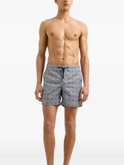 Orlebar Brown Mens Wave Blue Bulldog Drawstring Woven Swim Shorts In Gray