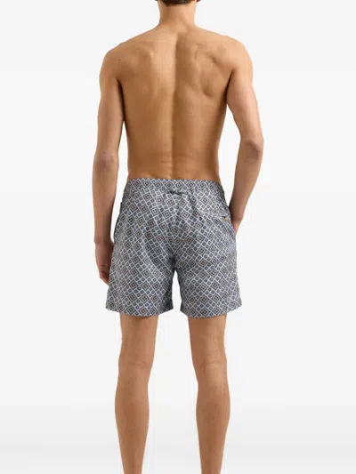 Orlebar Brown Mens Wave Blue Bulldog Drawstring Woven Swim Shorts In Gray