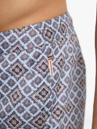 Orlebar Brown Mens Wave Blue Bulldog Drawstring Woven Swim Shorts In Gray