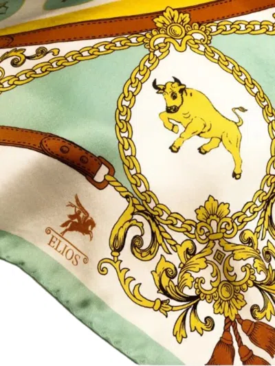 Elios Milano Zodiac-print Baroque Scarf In Neutral