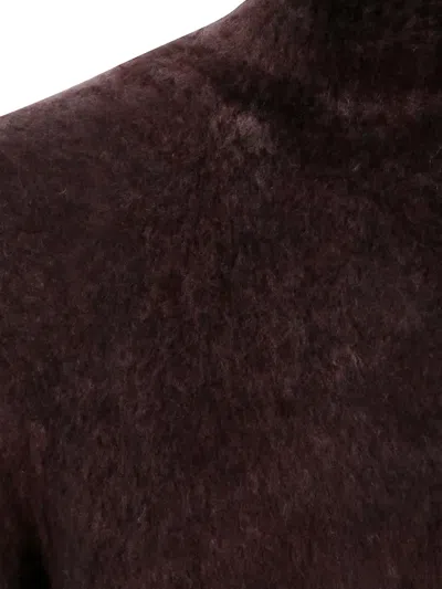 Avant Toi Hand Painted Brushed Cotton High Neck Pullover In Brown