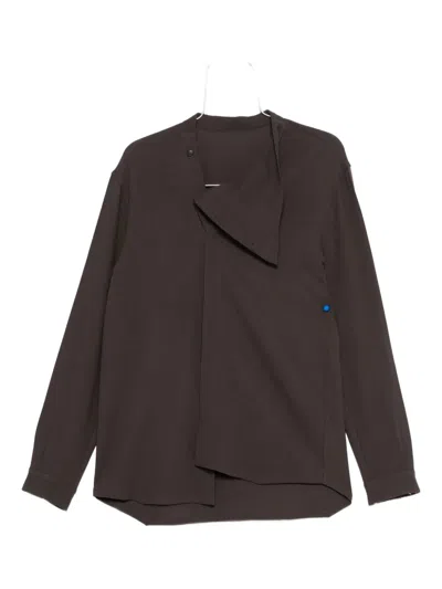Rick Owens Asymmetrical Overlap Cardigan In Brown