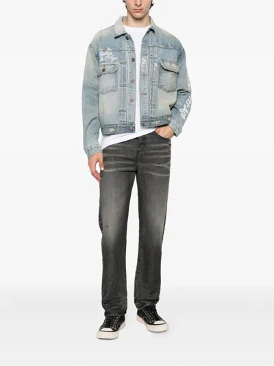Better With Age Embroidered Denim Jacket In Blue