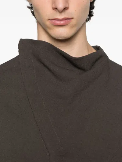 Rick Owens Asymmetrical Overlap Cardigan In Brown
