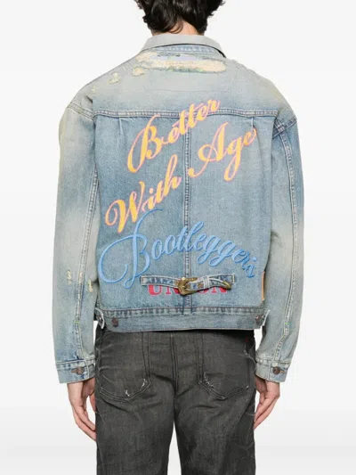Better With Age Embroidered Denim Jacket In Blue