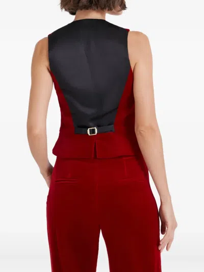 Temperley London Velvet Buttoned Waistcoat In Red