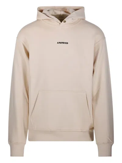 A Paper Kid Logo-embroidered Hoodie In Neutral