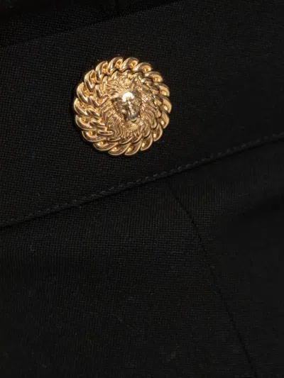 Balmain Black Dress With Pointed Collar And Logo Buttons On The Front In Black