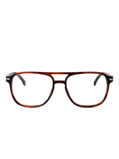 Hugo Boss Boss Brown Horn Acetate Glasses In Multi